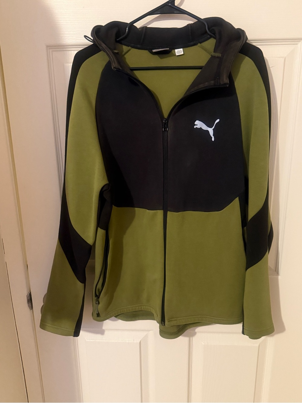Puma Olive & Black Full-Zip Hoodie with Hood